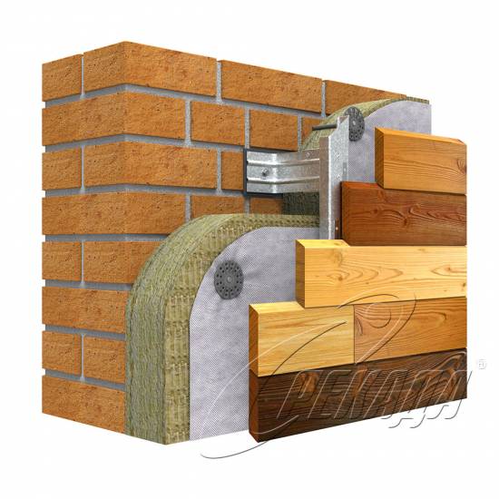 Фасадные системы - Подсистема оцинкованная Из термодревесины Пластина Скрытый способ Вертикальная подконструкция